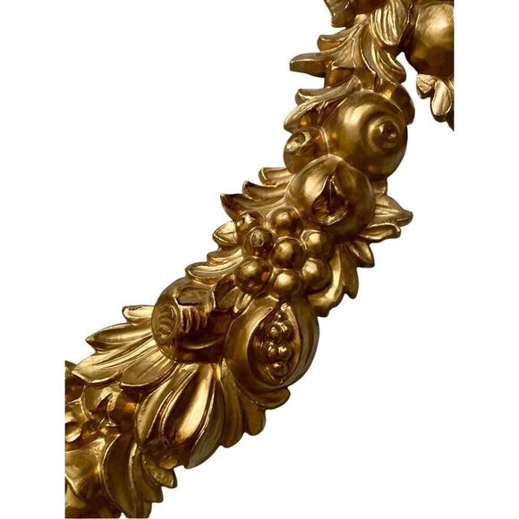 Fruit Floral Swag Pediment Wall Hanging Gold Gilt Baroque 21” Italian by Euromar - Picture 2 of 7